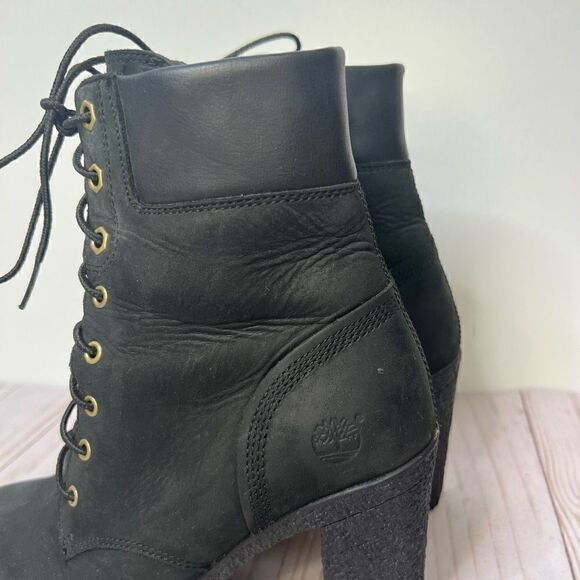 Timberland Glancy Earthkeepers Black Leather Heeled Boots - Picture 8 of 12